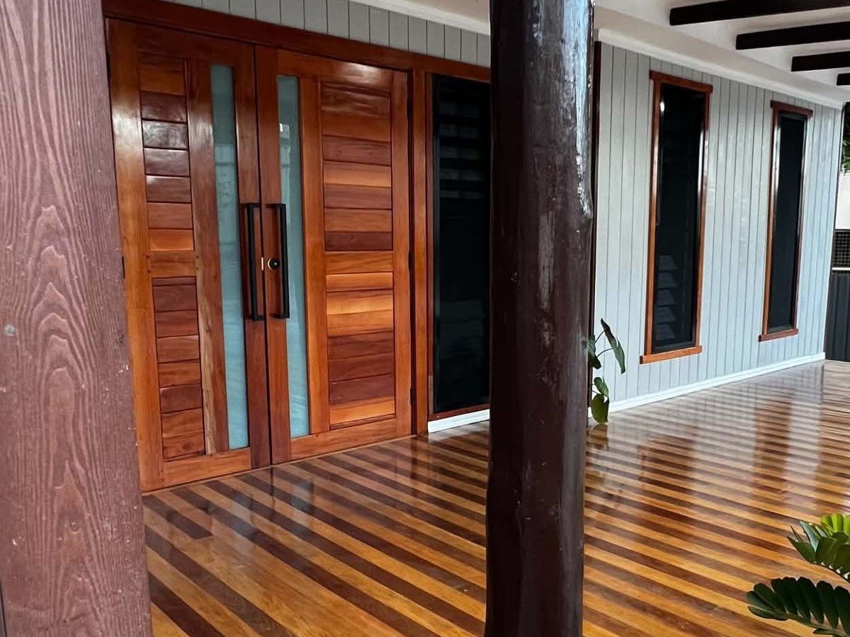 Finished timber porch deck under the new porch roof