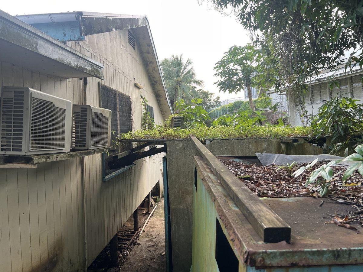 Side of Flat 1, site of the two-room extension — before