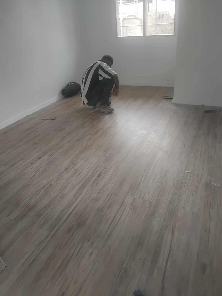 New plank flooring going down