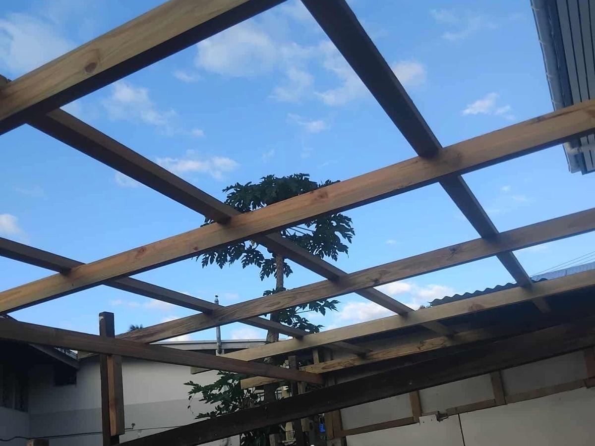 Roof framing opened up for renewal