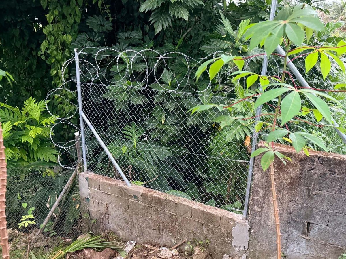 Braced end post with razor-wire coil