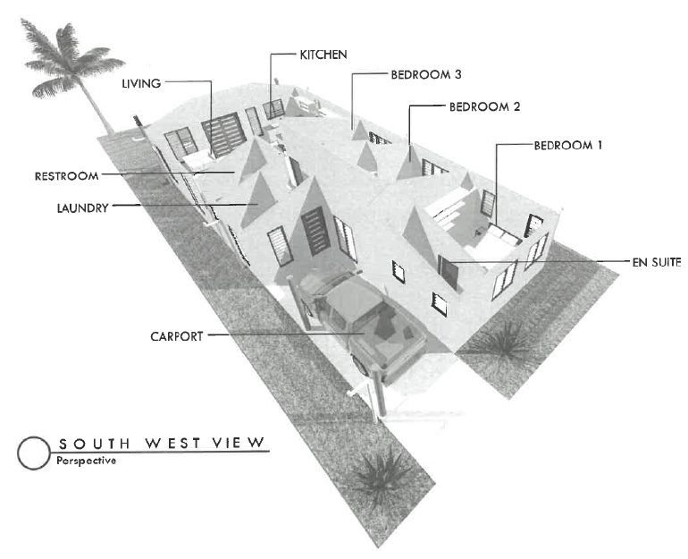 Architect’s render, SCC-approved design (Arcos Consultants) — South West View